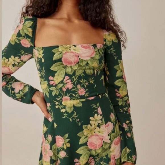 Reformation Dresses & Skirts - Reformation Sigmund Dress Floral Midi Maxi Green Size 6